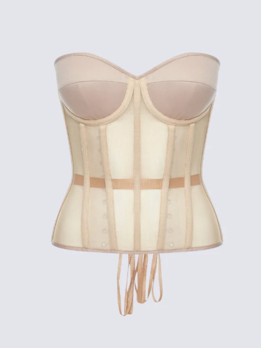 Perfect Corset Beige Sheer Mesh Bustier XS BC Cup NWT Lace-Up Boned